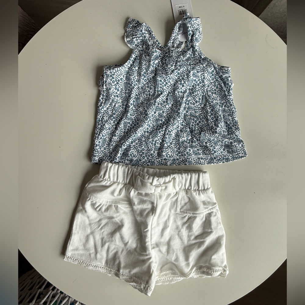 Splendid Baby White and Blue Floral Set 6-12m nwt Summer Outfit Beach vacay